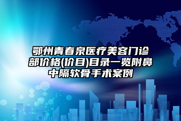 鄂州青春泉医疗美容门诊部价格(价目)目录一览附鼻中隔软骨手术案例