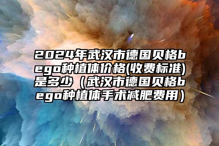 2024年武汉市德国贝格bego种植体价格(收费标准)是多少（武汉市德国贝格bego种植体手术减肥费用）