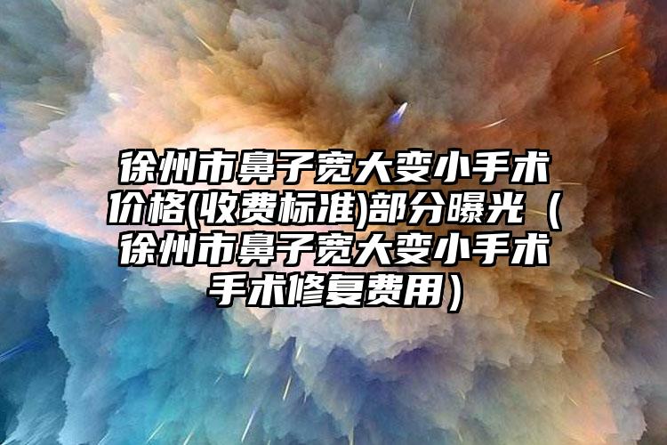 徐州市鼻子宽大变小手术价格(收费标准)部分曝光（徐州市鼻子宽大变小手术手术修复费用）